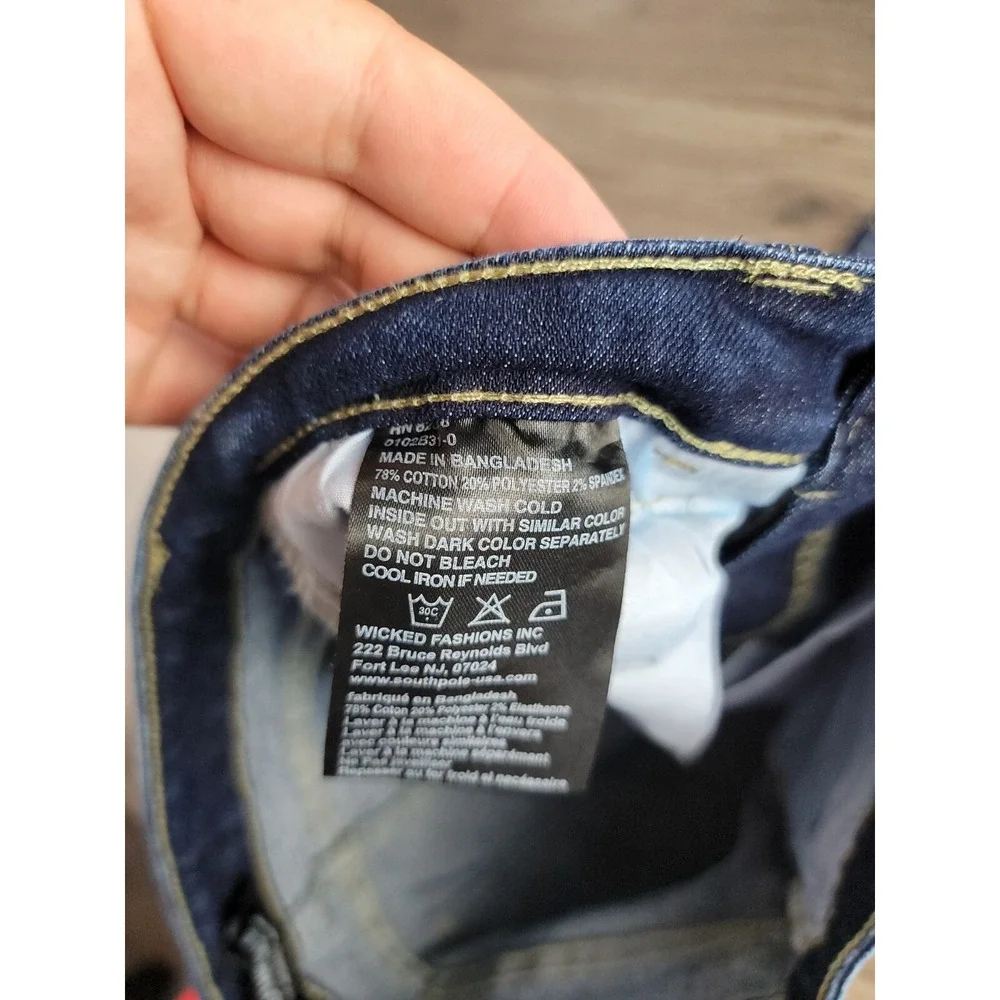 Southpole Jean Shorts Size 10 Dark Wash Y2K Mid Rise Youth Boys Denim Baggy Fit